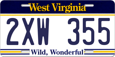 WV license plate 2XW355