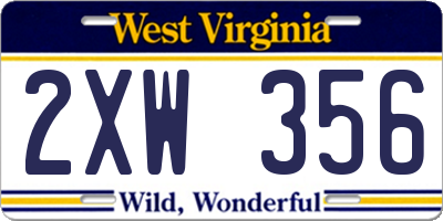 WV license plate 2XW356