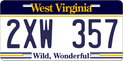 WV license plate 2XW357