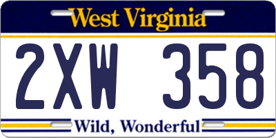 WV license plate 2XW358