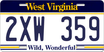 WV license plate 2XW359