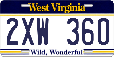 WV license plate 2XW360