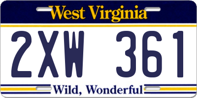 WV license plate 2XW361