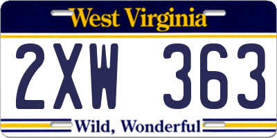 WV license plate 2XW363