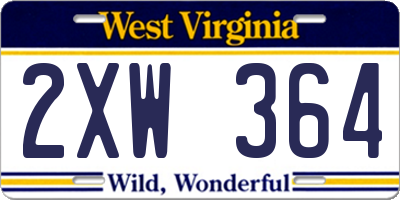WV license plate 2XW364