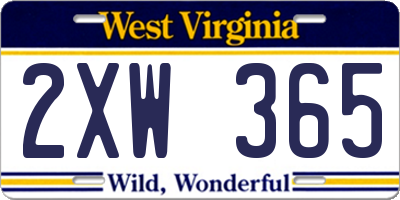 WV license plate 2XW365