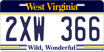 WV license plate 2XW366