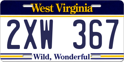 WV license plate 2XW367