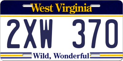 WV license plate 2XW370