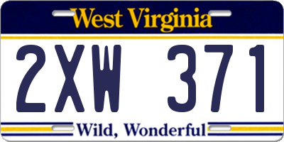 WV license plate 2XW371