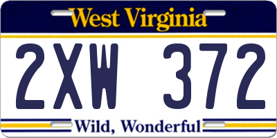 WV license plate 2XW372