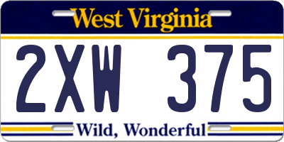 WV license plate 2XW375