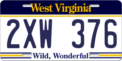 WV license plate 2XW376
