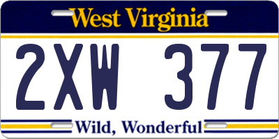 WV license plate 2XW377