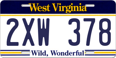 WV license plate 2XW378
