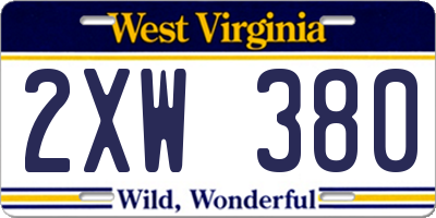 WV license plate 2XW380