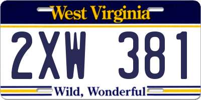 WV license plate 2XW381
