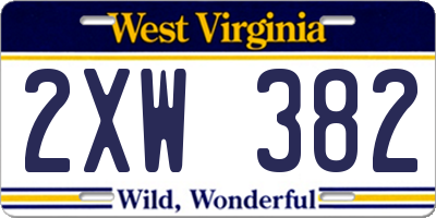 WV license plate 2XW382
