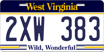 WV license plate 2XW383