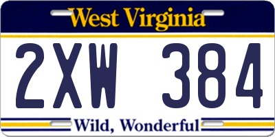 WV license plate 2XW384