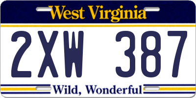 WV license plate 2XW387