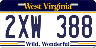 WV license plate 2XW388