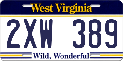 WV license plate 2XW389