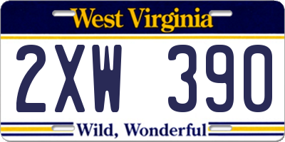 WV license plate 2XW390