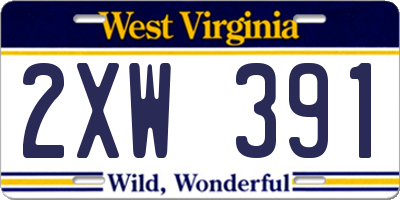 WV license plate 2XW391