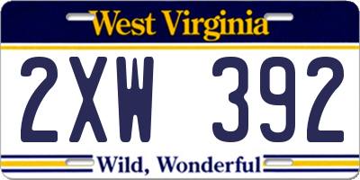 WV license plate 2XW392