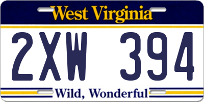 WV license plate 2XW394
