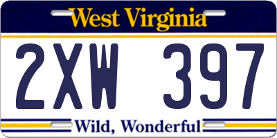 WV license plate 2XW397