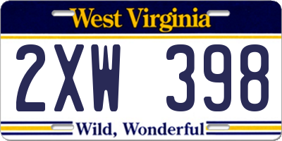 WV license plate 2XW398