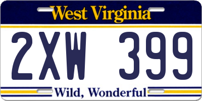 WV license plate 2XW399