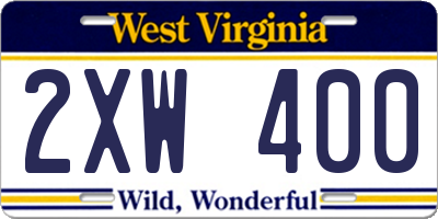 WV license plate 2XW400