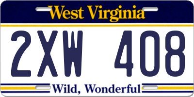 WV license plate 2XW408