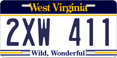 WV license plate 2XW411