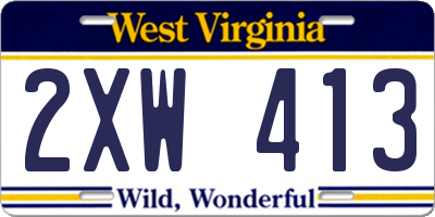 WV license plate 2XW413
