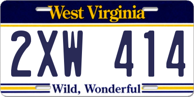 WV license plate 2XW414