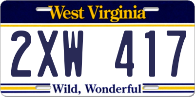 WV license plate 2XW417