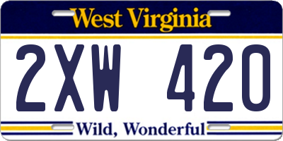 WV license plate 2XW420