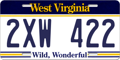 WV license plate 2XW422