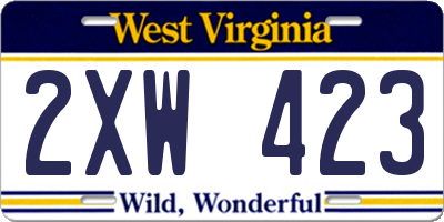 WV license plate 2XW423