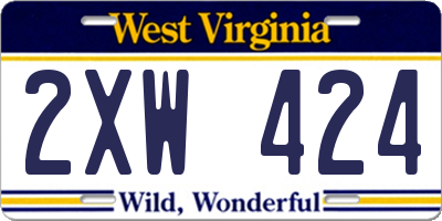 WV license plate 2XW424