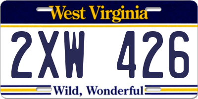 WV license plate 2XW426