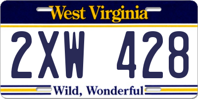 WV license plate 2XW428