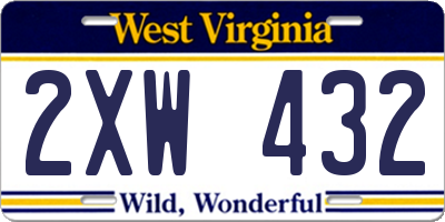 WV license plate 2XW432