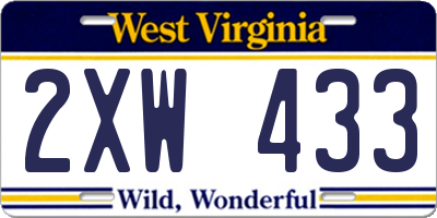 WV license plate 2XW433
