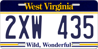 WV license plate 2XW435
