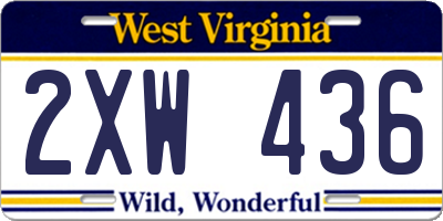 WV license plate 2XW436
